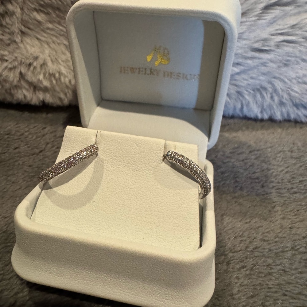 Diamond(?) and Silver hinged hoop earrings
